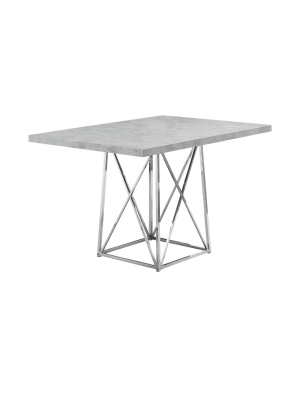 36" X 48" Dining Table Chrome Metal Cement Gray - Everyroom