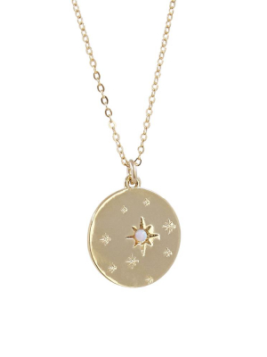 Etched Stars + Opal Disc Pendant Necklace
