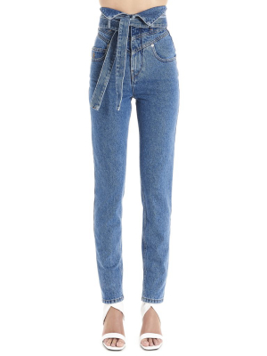 Attico Belted High Waist Jeans