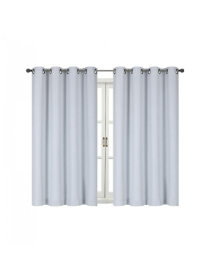 Kate Aurora 100% Hotel Thermal Blackout White Grommet Top Curtain Panels