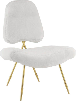 Palmer Upholstered Sheepskin Fur Lounge Chair White