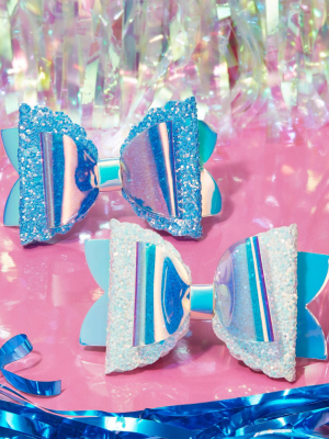 Lily Frilly Glitzy Mermaid Clips - Blue/white - 2pk