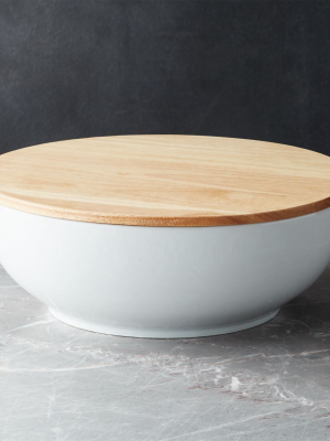 Merge Porcelain Serving Bowl With Wood Lid