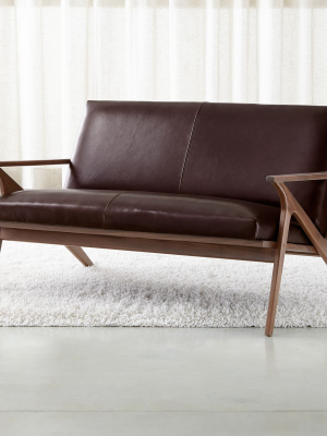 Cavett Leather Wood Frame Loveseat