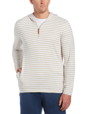 1/4 Zip Striped Knit Hoodie