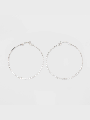 Sterling Silver Large Hammered Round Click Top Hoop Earrings - Universal Thread™ Silver