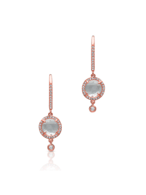 14kt Rose Gold Diamond White Topaz Kennedy Wireback Earrings