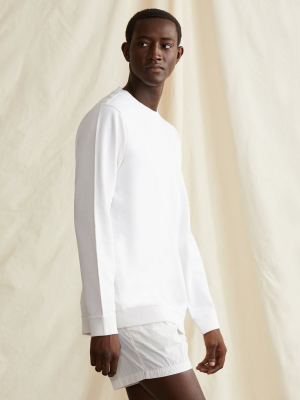 Garment Dyed French Terry Crewneck Sweatshirt In White