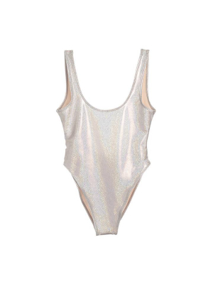 Metallic Iridescent White [blank Swimsuit]