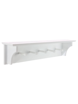 Foster Wall Shelf With Pegs - White