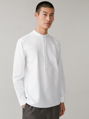 Organic Cotton Grandad-collar Tunic Shirt