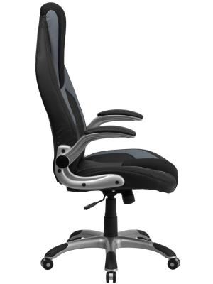 Executive Swivel Office Chair Black & Gray Vinyl - Flash Furniture