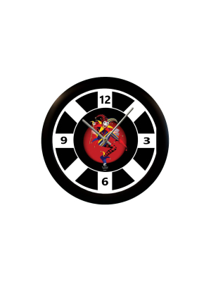 14" X 1.8" Poker Chip Quartz Movement Decorative Wall Clock Black Frame - By Chicago Lighthouse