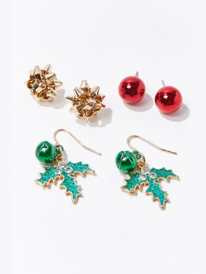 Holiday Stud & Drop Earring Set