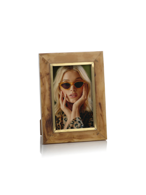 Horn Design Inlaid Photo Frame With Brass Accent