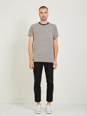 Melange Crew Neck Pocket Tee Charcoal