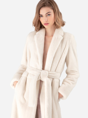 Cream Mink Fur Robe Coat
