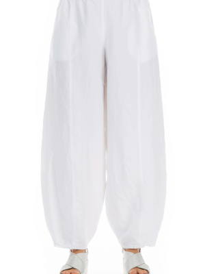 Loose White Linen Trousers