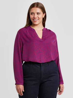 Women's Plus Size Printed Long Sleeve Blouse - Ava & Viv™