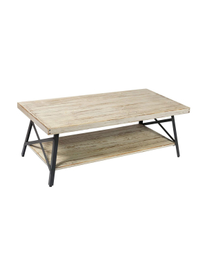 Emerald Home Chandler 48 Inch Long Rustic Decor Indoor Home Open Storage Coffee/cocktail Table, Whitewash