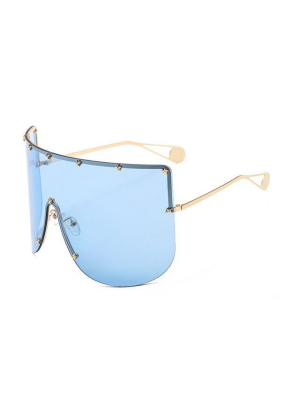 Elaiza Oversized Sunglasses - Gold Blue