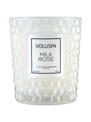 Classic Textured Glass Candle In Milk Rose