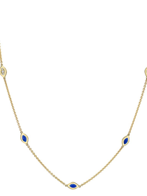 Five Link Diamond Necklace - Blue