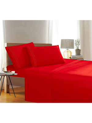 Elegant Comfort Luxury Ultra Soft 4-piece Solid Wrinkle Free Deep-pocket Bed Sheet Set