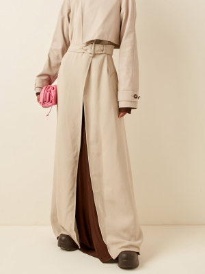 Long Belted Twill Trench Coat