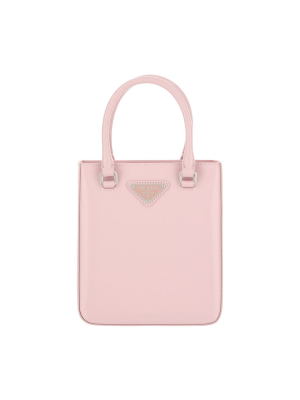 Prada Logo Plaque Small Tote Bag