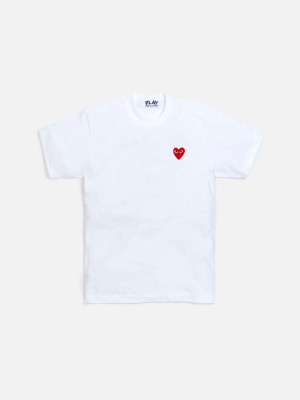 Comme Des Garçons Play Tee W/ Small Heart - White / Red