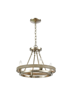 Ramsey 4-light Chandelier In Satin Nickel And Beech Wood