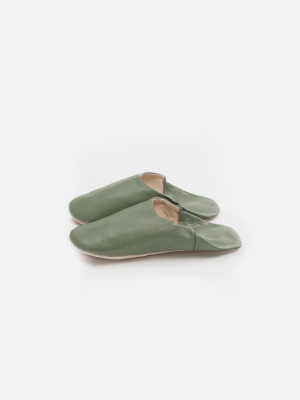 Moroccan Babouche Basic Slippers, Olive