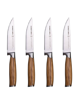 Schmidt Brothers Cutlery Zebra Wood 4pc Jumbo Steak Knife Set