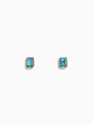 Effy Ocean Bleu 14k Yellow Gold Blue Topaz Stud Earrings, 1.37 Tcw