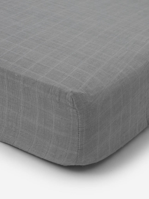 Cotton Muslin Crib Sheet - Nickel