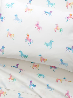 Organic Watercolor Unicorn Pillowcase