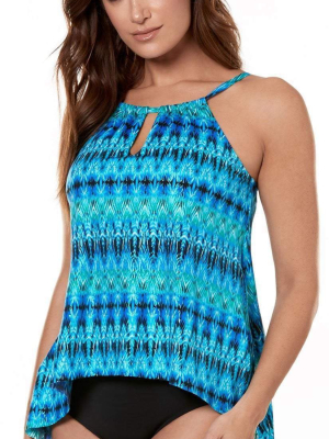 Miraclesuit Cabana Chic Blue Peephole Tankini Top