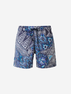 Etro Bandana Printed Drawstring Swim Shorts