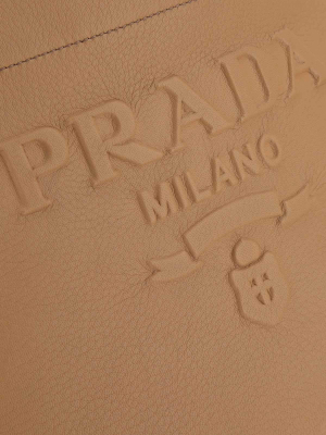 Prada Logo Embossed Tote Bag