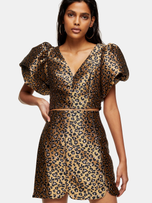 Animal Print Puff Sleeve Bralet