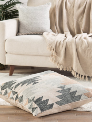 Kayenta Geometric Cream & Gray Floor Pillow