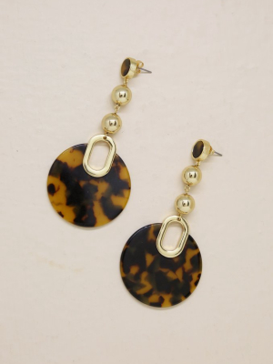 Wild Side Tortoise Resin 18k Gold Plated Dangle Earrings