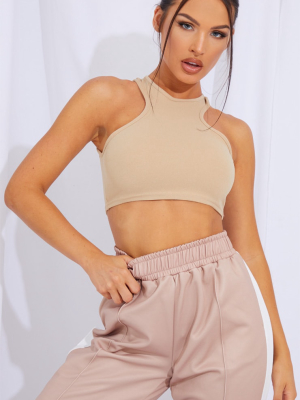 Stone Crepe Racer Neck Crop Top