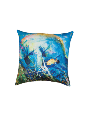 C&f Home 18" X 18" Manatee Barrier Reef Coastal Indoor/outdoor Decorative Throw Pillow