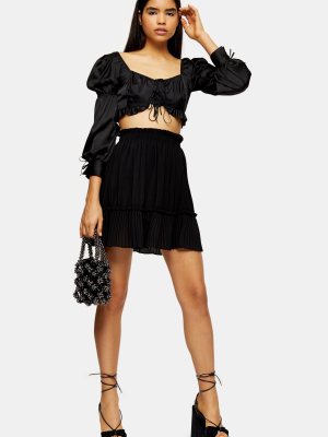 Tall Black Pleated Mini Skirt