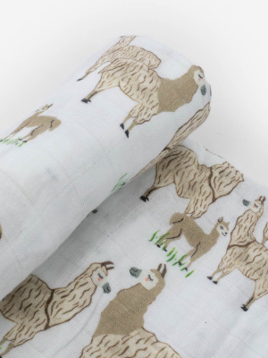 Cotton Muslin Swaddle Blanket - Llama Llama