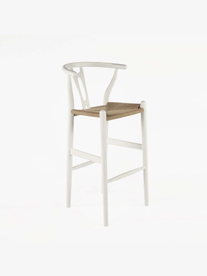 Wishbone Bar Stool - White