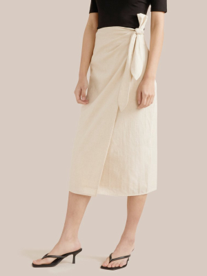 Nicolette Wrap-front Cotton Skirt