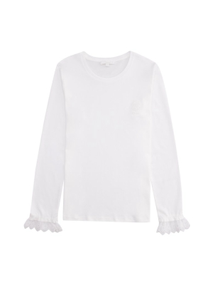 Chloé Kids Scallop Cuffs Long-sleeve Top